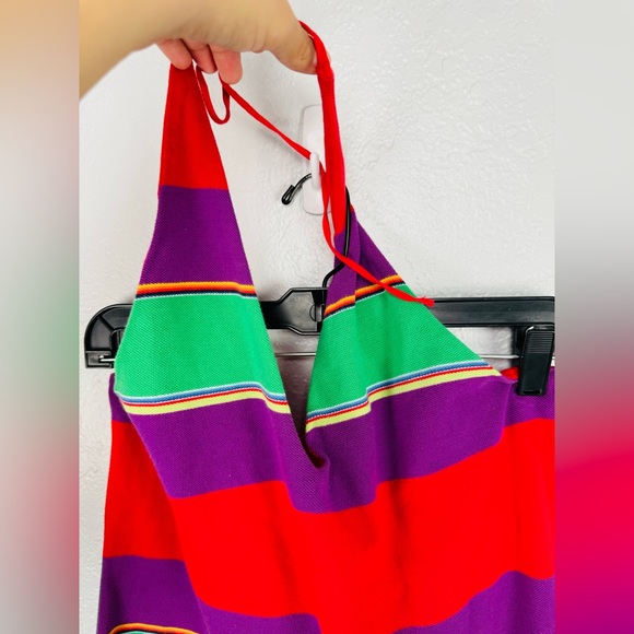 Ralph Lauren Blue Label Y2K Multicolor Stripe Halter Style Dress - Picture 2 of 7